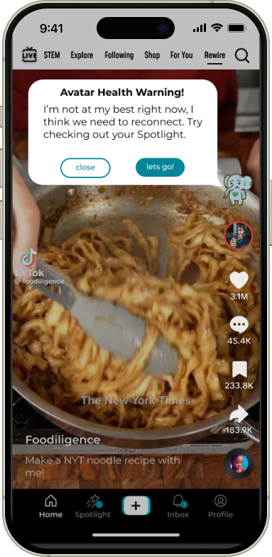 Project Rewire threshold prompt screen
